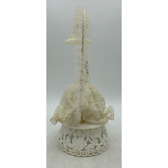 Wedding Cake Topper Bride Groom Lace Bell 1950s Vintage - Picture 8 of 16